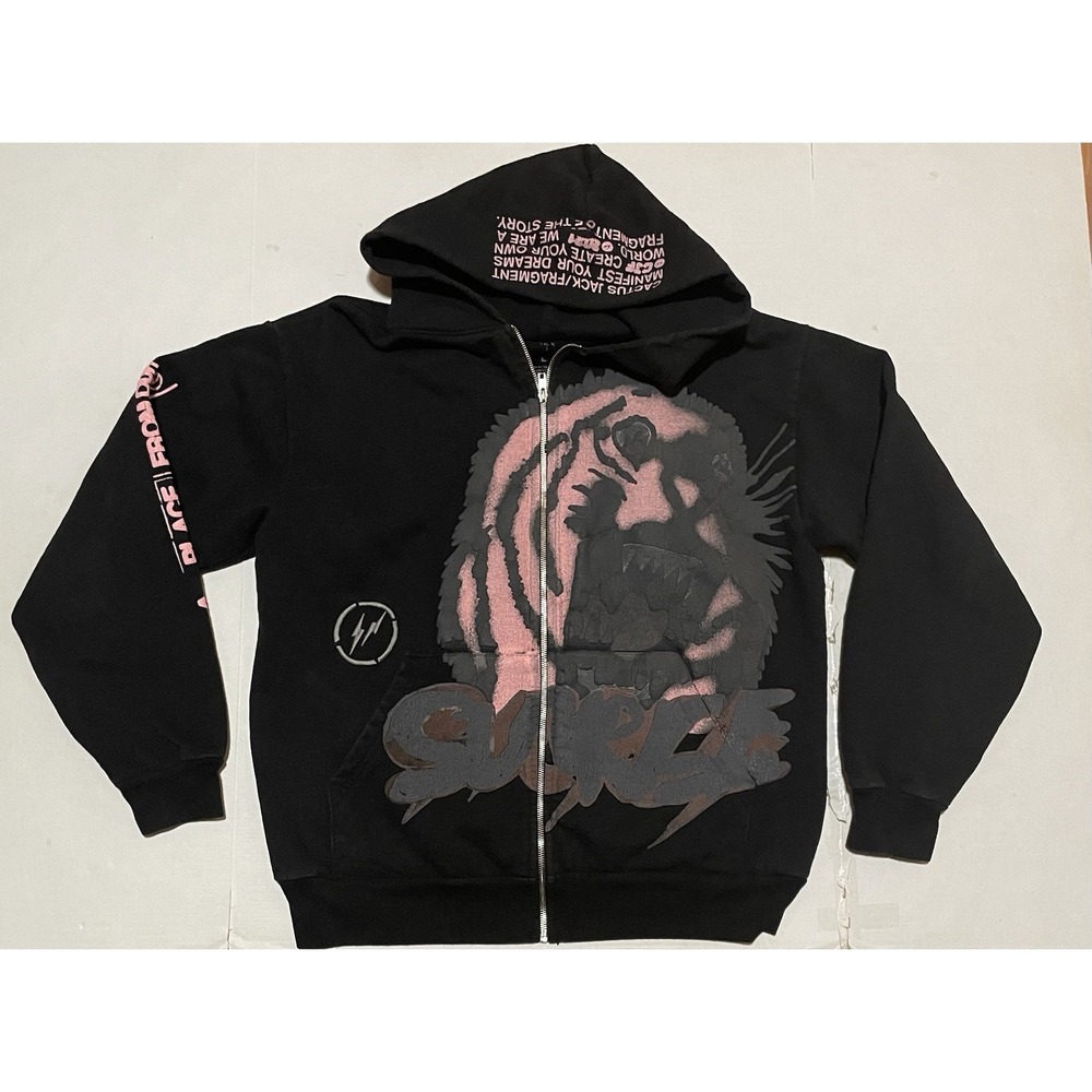 Travis Scott Fragment Hoodie Full Zip Sweatshirt Cactus Jack Mens Large Black